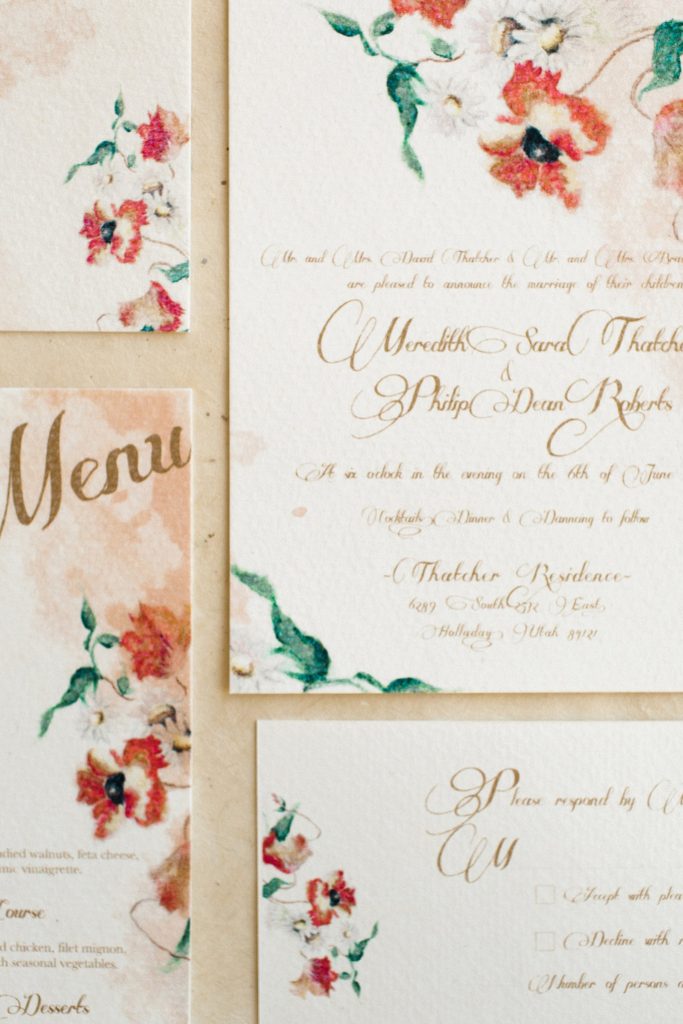 custom floral wedding invitation