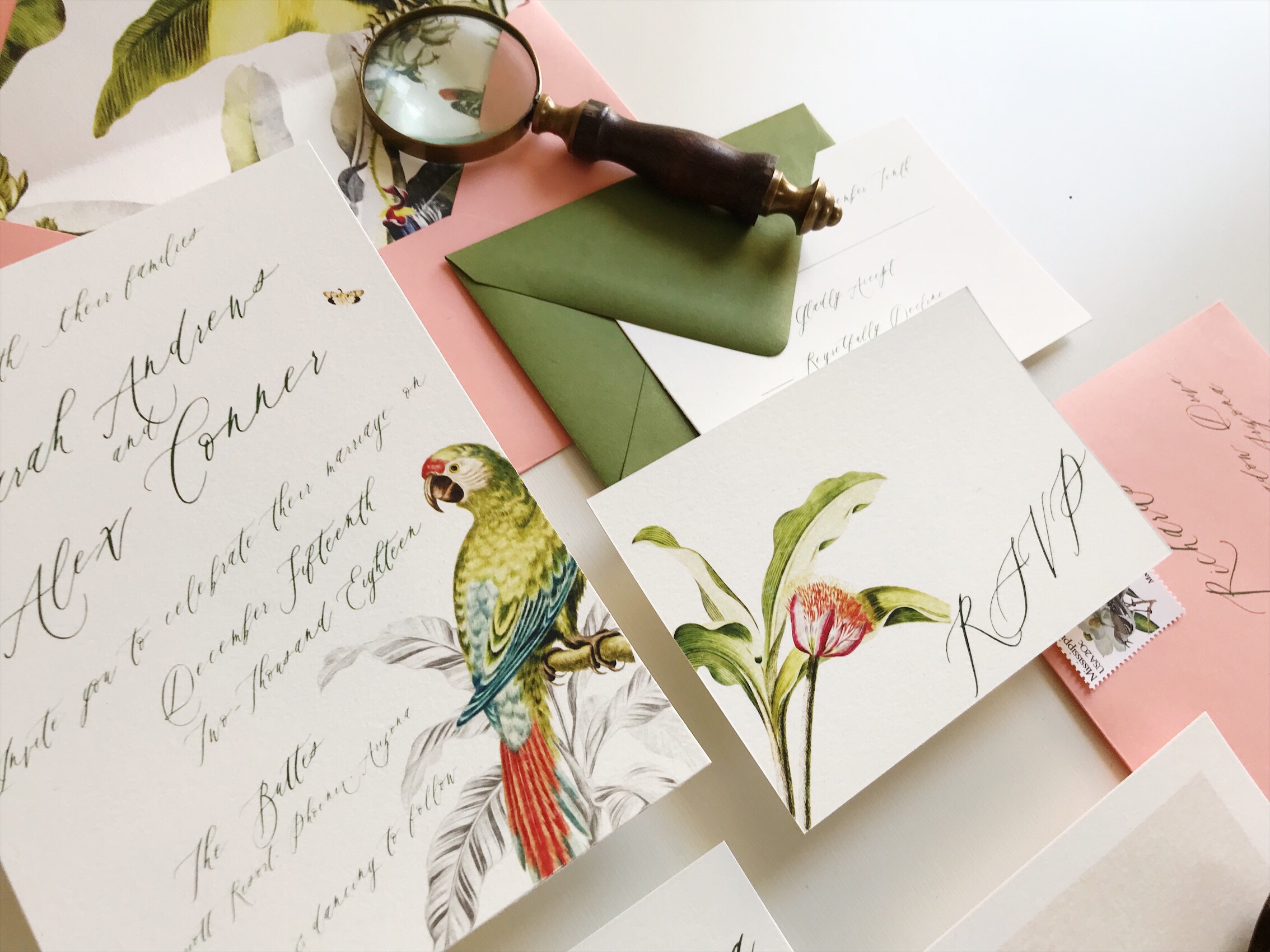 Parrot wedding invitation