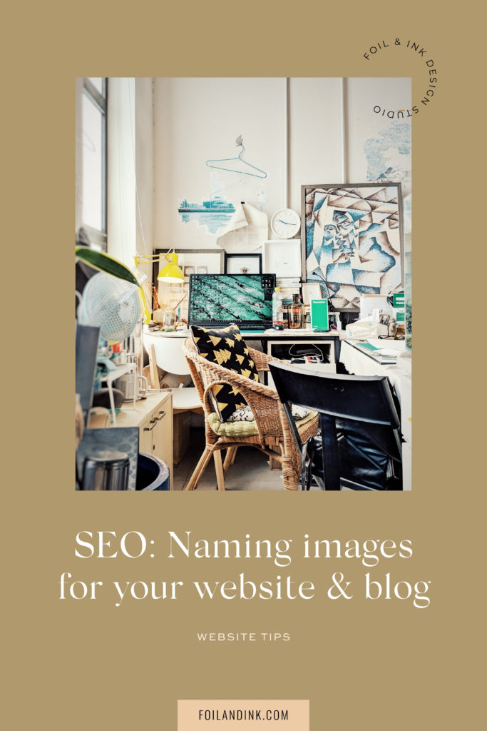 Pinterest graphic with image naming tips