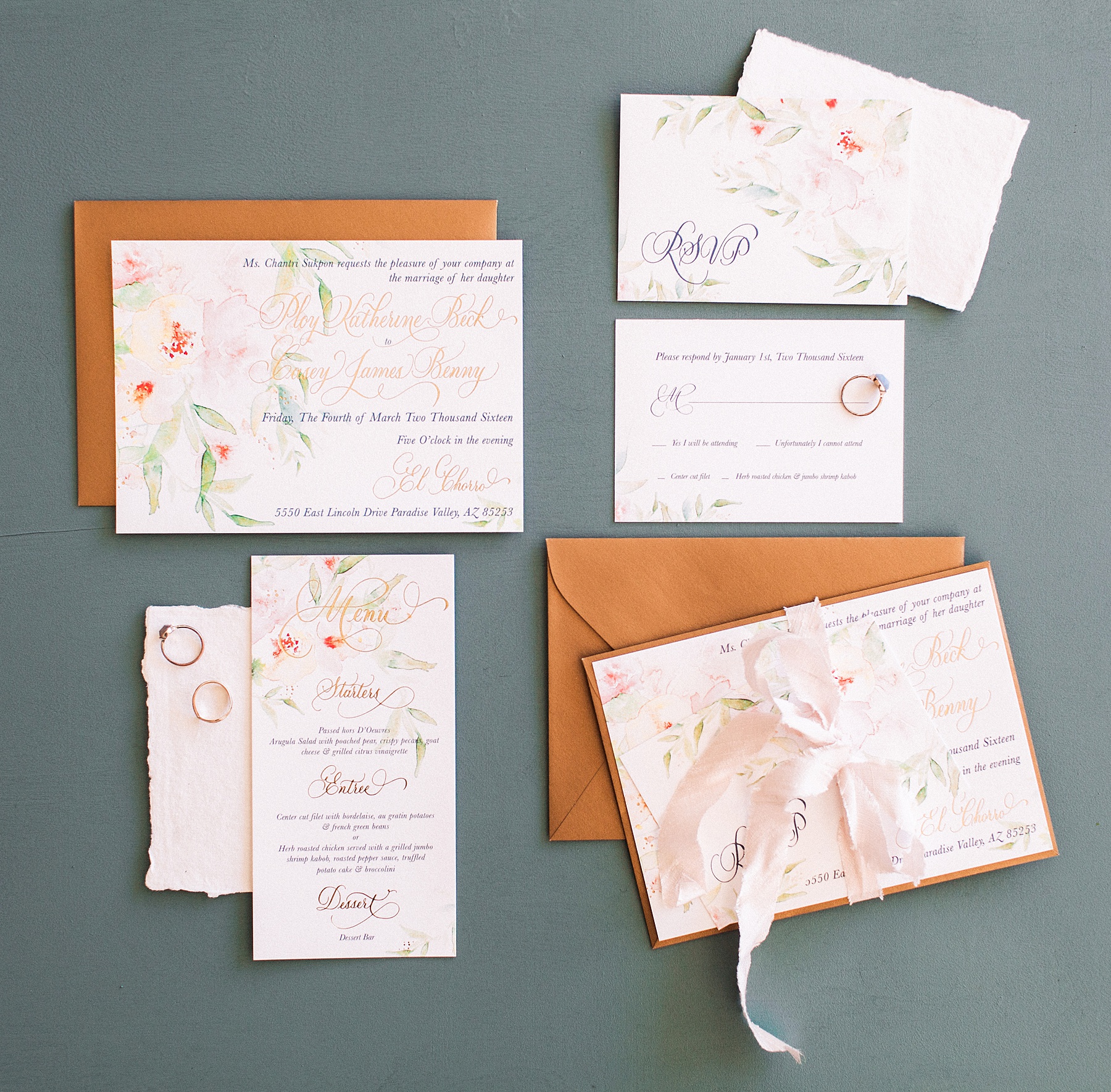 Le Jardin - Delicate Watercolor Invitation Design - Foil & Ink