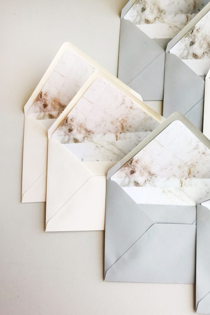 Marbled invitation envelopes