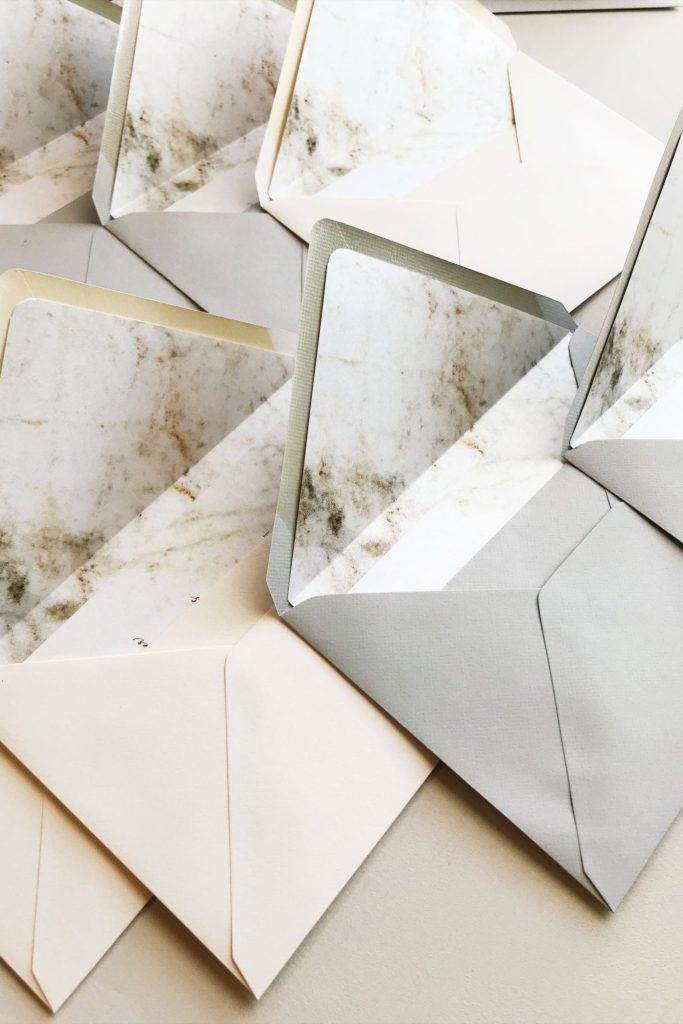 Custom marble wedding invitation envelopes