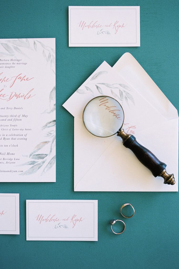Simple greenery wedding invitations