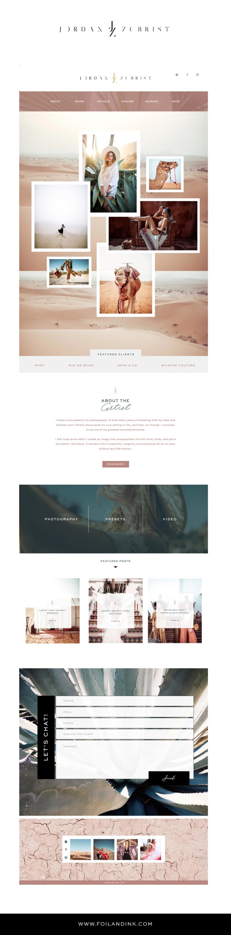 Jordan Zobrist - Custom Branding & Showit 5 website design - Foil & Ink