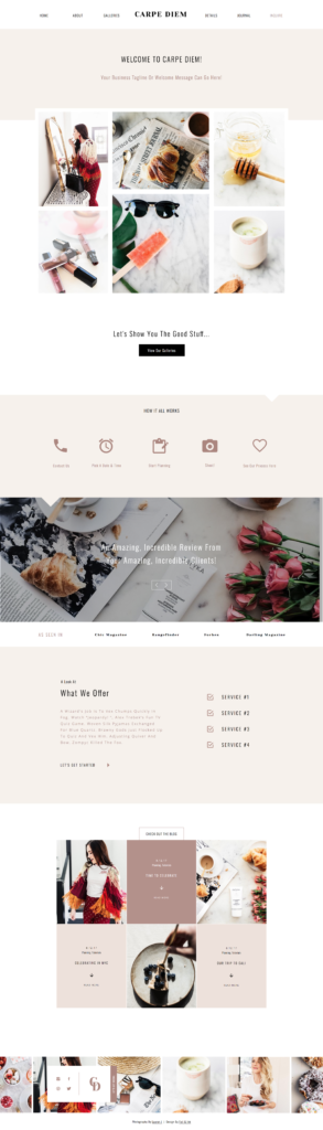 Carpe Diem Showit5 website template - Foil & Ink